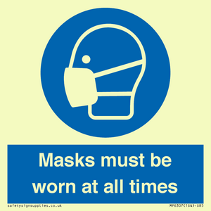 Masks must be worn at all times